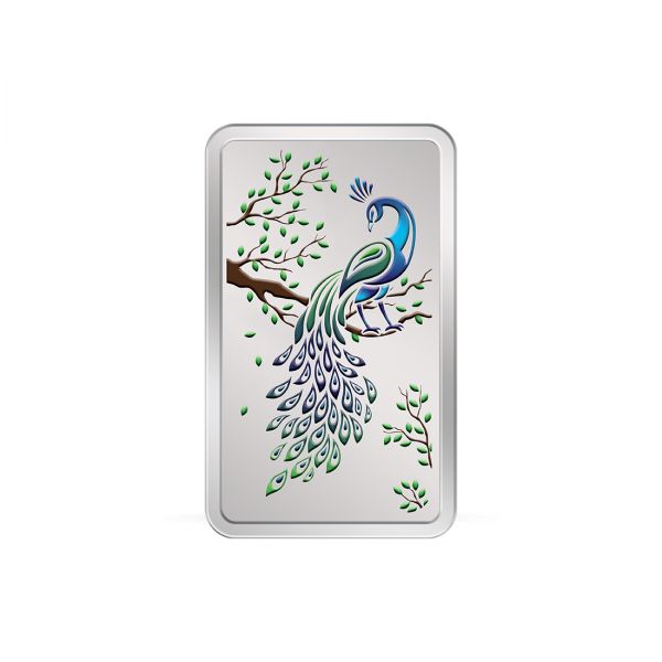 50g Silver Colour Bar (999.9) - Peacock