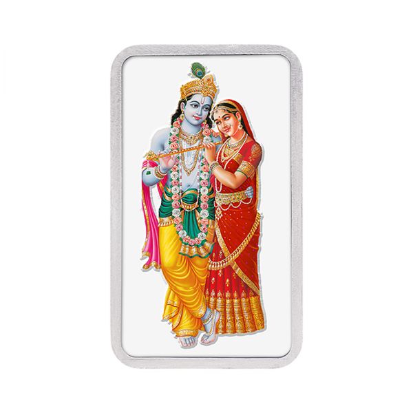 100g Silver Colour Bar (999.9) - Radha Krishna 